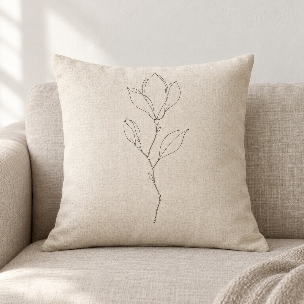 Magnolia Cushion Cover — Natural Cotton