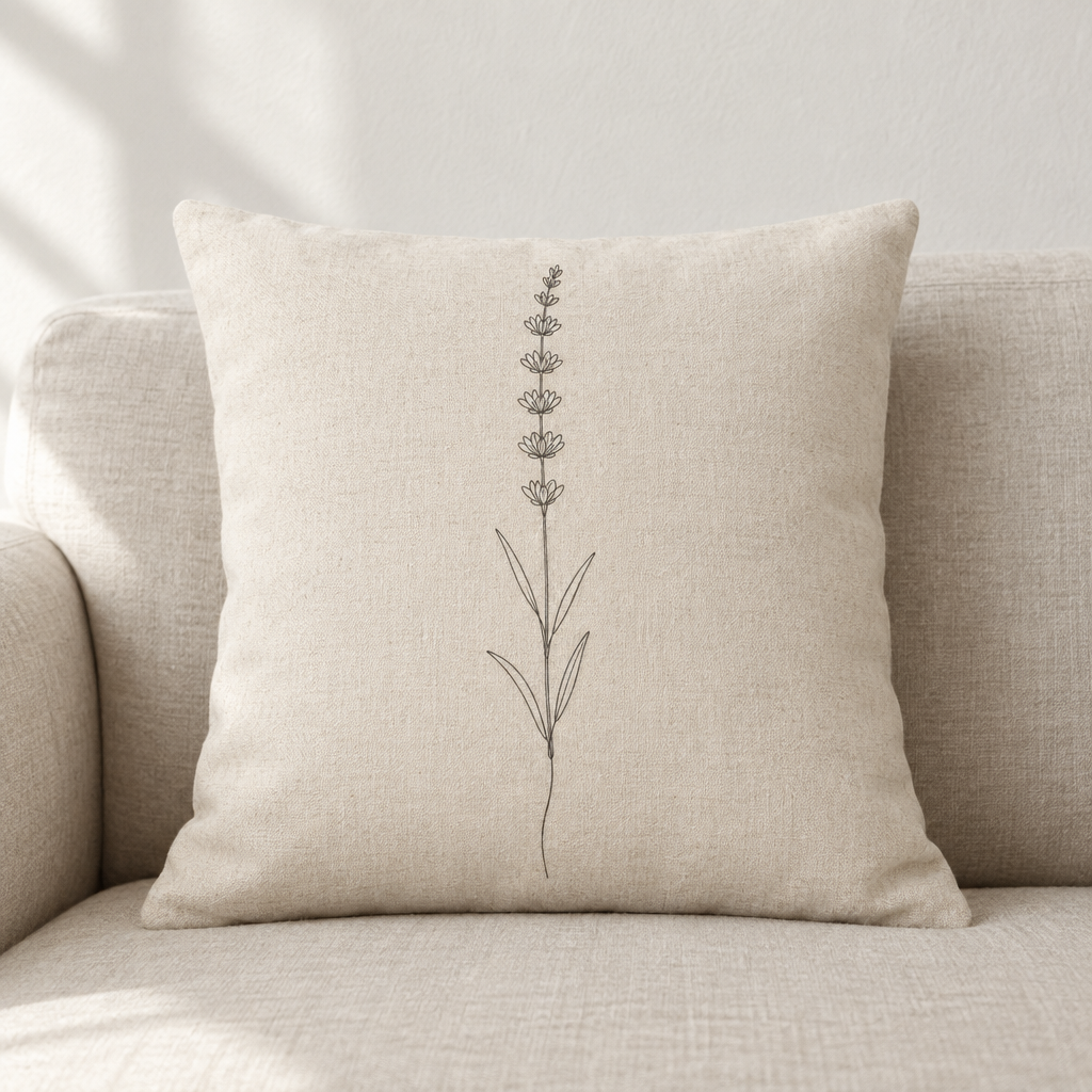 Lavender Cushion Cover — Natural Cotton