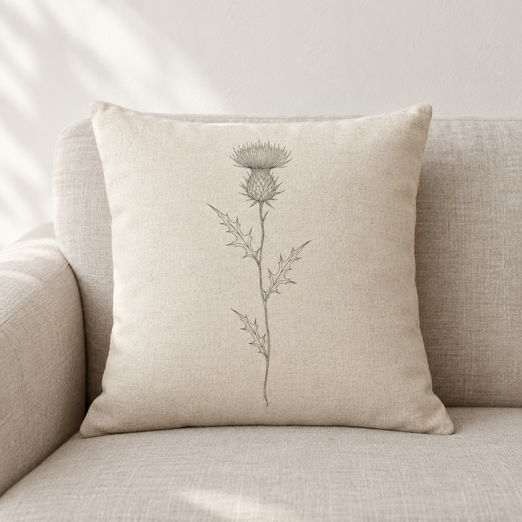 Thistle Cushion Cover — Natural Cotton