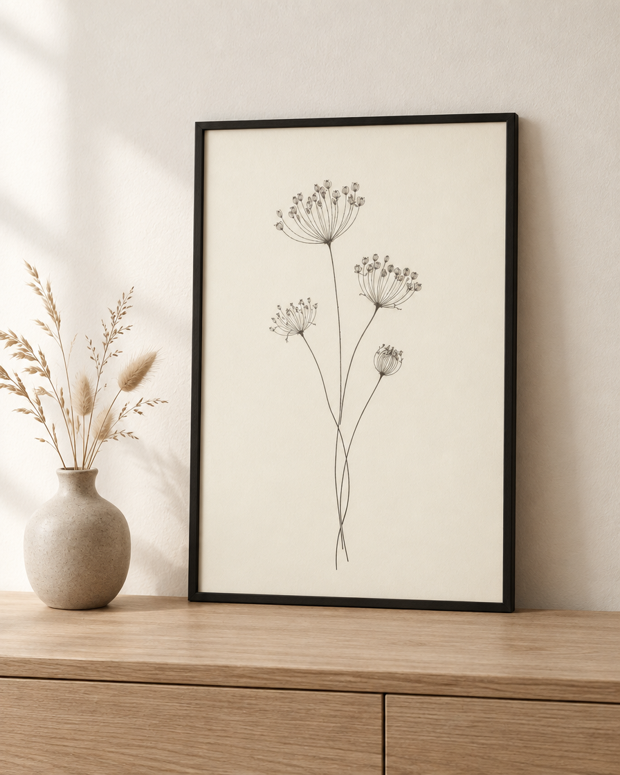 Dried Seed Heads — Fine-Line Botanical Print