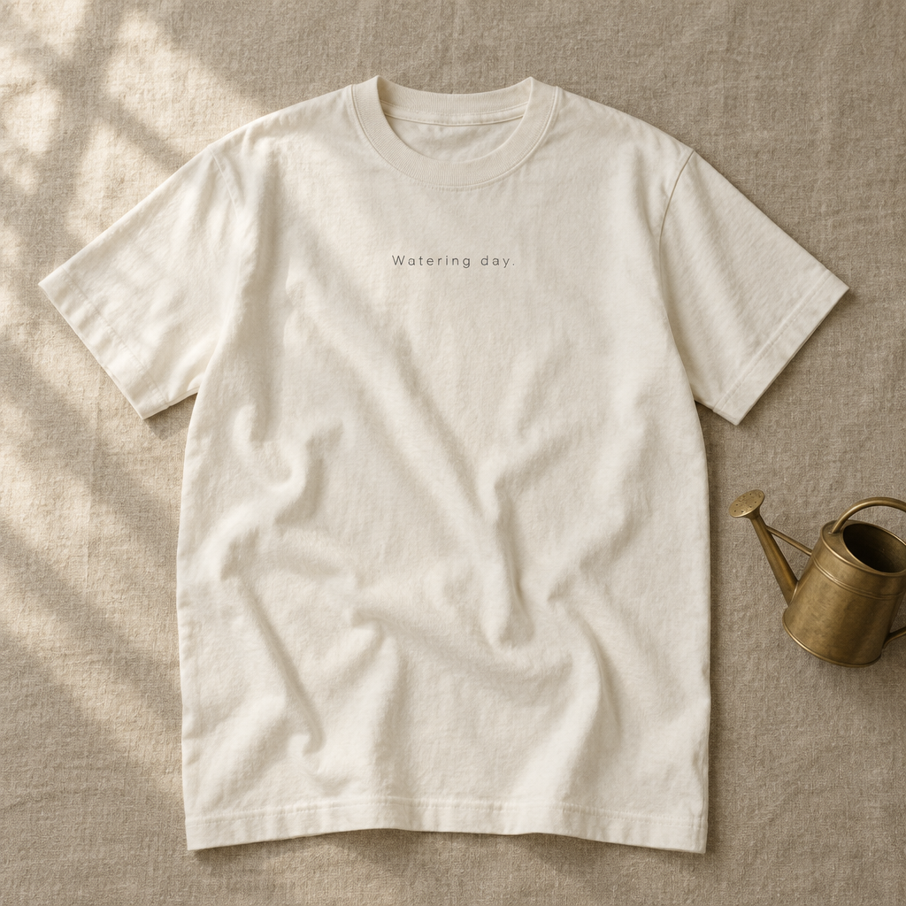 'Watering day.' Organic Cotton Tee