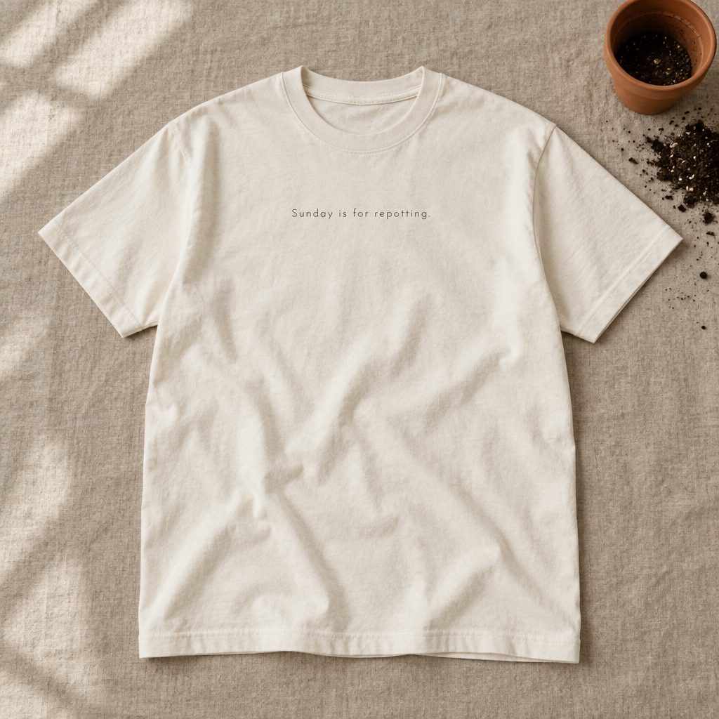 'Sunday is for repotting.' Organic Cotton Tee