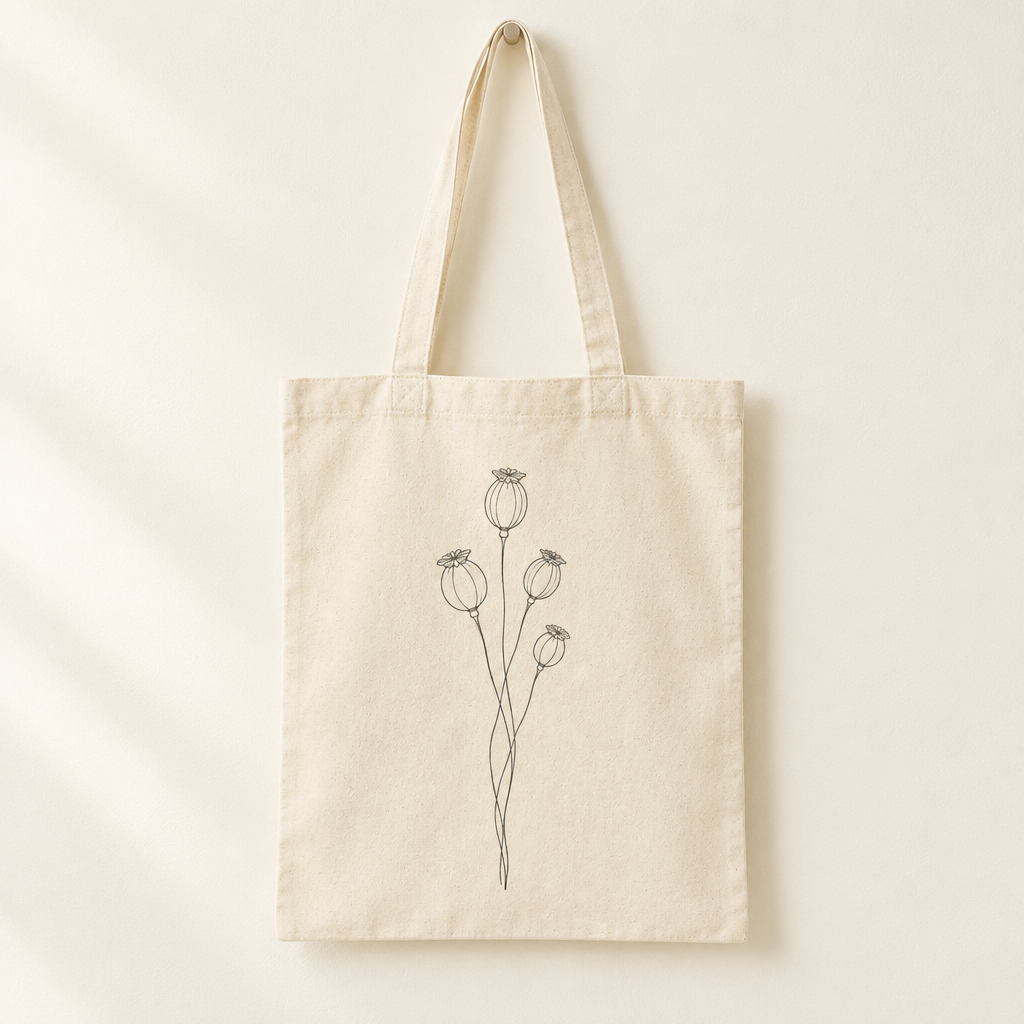 Poppy Seed Pod Organic Cotton Tote