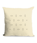 Leaf motif cushion cover, natural cotton canvas, 40x40cm