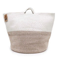 Cotton rope storage basket, 45 x 40cm, cream upper with natural beige base and woven carry handles