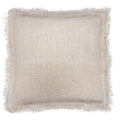 Fringed cotton cushion cover in natural oatmeal, 45 x 45cm, with a soft frayed edge