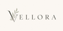 VELLORA logo — botanical wordmark with a leaf forming the letter V